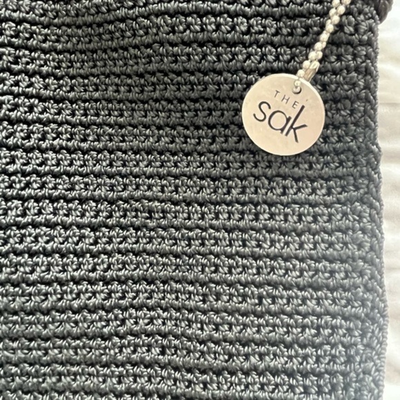 THE SAK MINI BLACK BOHO HAND CROCHET CROSSBODY SHOULDER BAG - Picture 3 of 4